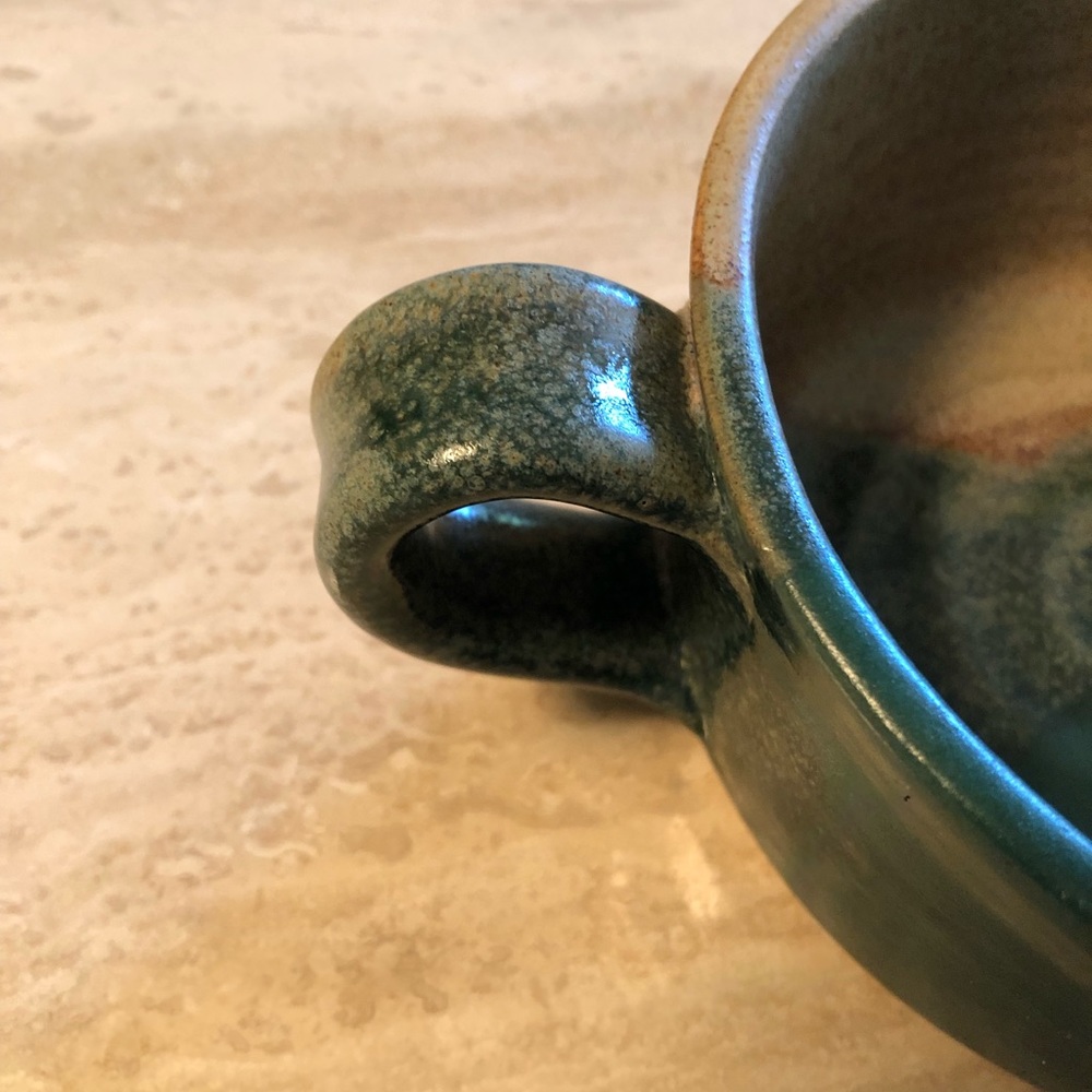 NWOT Handmade Pottery Soup Bowl With Handle- Set of 2 - Picture 4 of 9